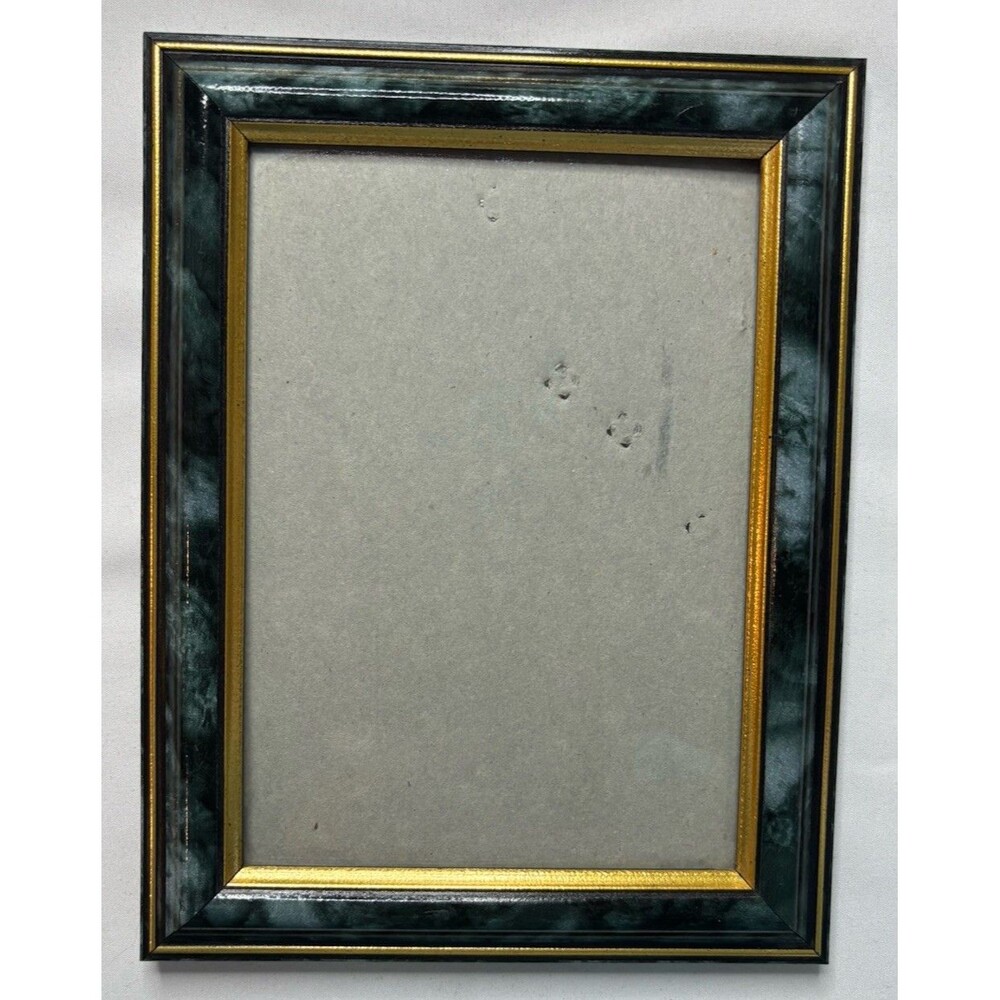 Picture Frame Dark Green Gold And Black Faux Marble Tone 5 X 7 Photo
